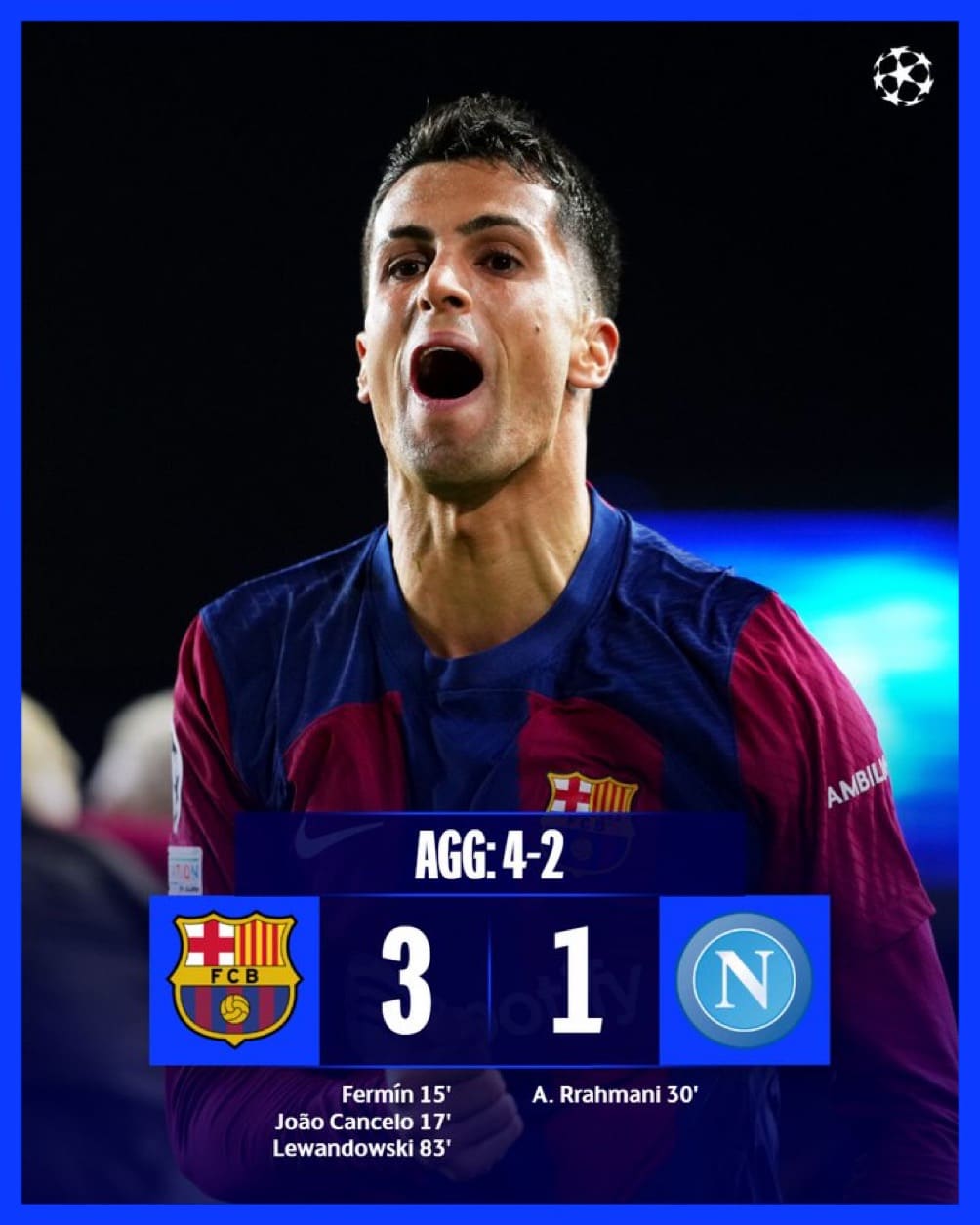 Ligue des champions: Le Barça sort Naples de Traoré et Anguissa en 8e de finale