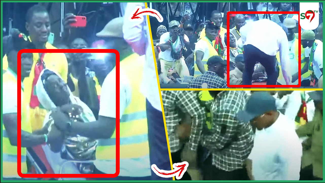 (Vidéo) En plein discours SONKO descend de la scène pour consoler une vielle femme en pleure devant lui