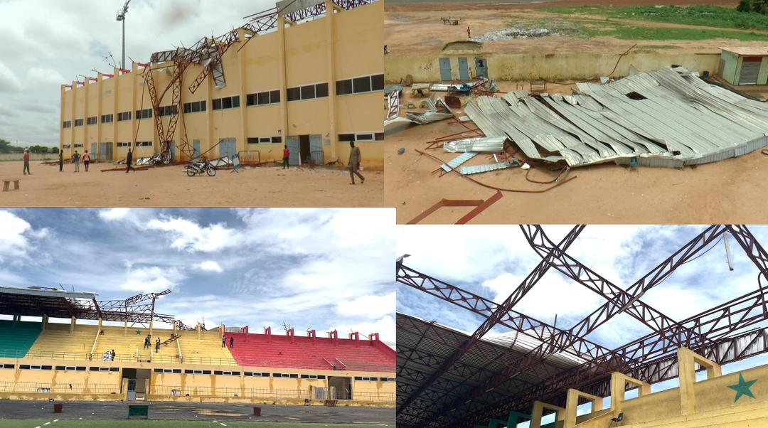 Vents vi0lents à Mbacké : Les toits du stade inauguré avant le départ de Macky s'envolent et fait des dégâts (Vidéo)
